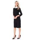 Rochie office din jerse elastic gros cu guler alb