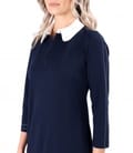 Rochie office din jerse elastic gros cu guler alb