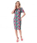 Rochie din jerse elastic imprimat cu motive florale