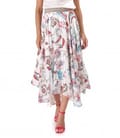 Fusta lunga ampla din viscoza cu matase imprimata digital cu motive florale