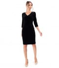 Rochie eleganta din catifea elastica neagra cu perle la decolteu