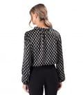 Bluza lejera din saten de viscoza imprimata cu motive geometrice