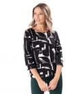 Bluza din jerse elastic gros imprimat cu motive geometrice