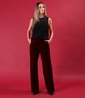 Pantaloni largi din catifea elastica