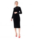 Rochie midi din catifea elastica neagra