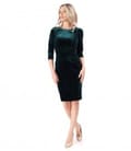 Rochie eleganta din catifea elastica cu brosa cu cristale