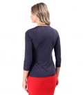 Bluza din jerse elastic cu decolteu in falduri si maneci 3/4