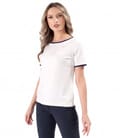 Bluza din jerse elastic cu garnituri in contrast