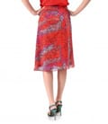 Fusta semiclos din viscoza imprimata cu motive florale