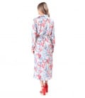 Rochie lunga tip camasa din satin de viscoza imprimata