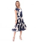 Rochie midi cu volane din viscoza imprimata cu motive florale