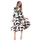 Rochie midi din satin de viscoza imprimata cu motive geometrice