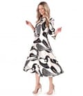 Rochie midi din satin de viscoza imprimata cu motive geometrice