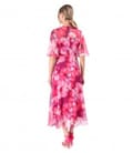 Rochie midi din voal fin imprimat cu motive florale