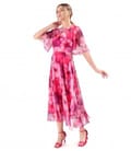Rochie midi din voal fin imprimat cu motive florale