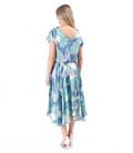 Rochie midi din viscoza cu matase naturala imprimata digital