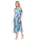 Rochie midi din viscoza cu matase naturala imprimata digital