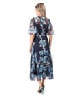 Rochie midi din voal fin imprimat cu motive florale