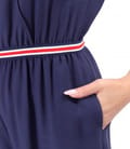 Salopeta midi din viscoza cu buzunare si garnitura elastica