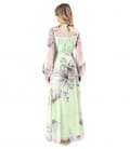 Rochie lunga din voal fin imprimat digital cu motive florale supradimensionate