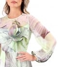 Rochie lunga din voal fin imprimat digital cu motive florale supradimensionate