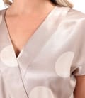 Rochie midi din satin de viscoza imprimata cu buline