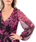 Rochie midi din voal fin imprimat digital cu motive paisley