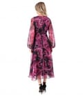 Rochie midi din voal fin imprimat digital cu motive paisley