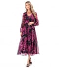 Rochie midi din voal fin imprimat digital cu motive paisley