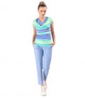 Bluza din jerse elastic imprimat digital cu dungi