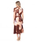 Rochie midi din viscoza satinata imprimat cu flori supradimensionate