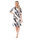 Rochie evazata din brocart elastic imprimat