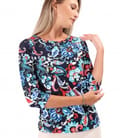 Bluza din jerse elastic imprimat cu motive florale