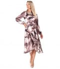 Rochie midi din viscoza satinata imprimata cu motive florale
