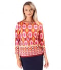 Bluza din jerse elastic imprimat cu motive geometrice