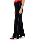 Pantaloni largi din catifea elastica neagra
