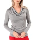 Bluza din jerse elastic cu fir metalic si cu decolteu in falduri