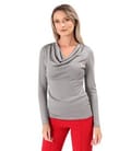 Bluza din jerse elastic cu fir metalic si cu decolteu in falduri