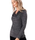 Bluza din jerse elastic cu fir metalic si cu decolteu in falduri