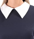 Rochie office din jerse elastic gros cu guler alb