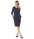 Rochie office din jerse elastic gros cu guler alb