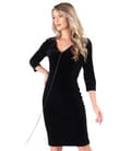 Rochie din catifea elastica cu aplicatie de cristale la decolteu