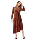 Rochie midi din catifea elastica cu dungi