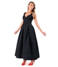 Rochie evazata din tafta cu corset cu bretele
