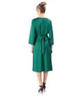 Rochie midi satinata cu cordon rasucit in talie