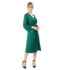 Rochie midi satinata cu cordon rasucit in talie