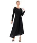 Rochie midi de cocktail din viscoza cu fir metalic