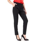 Pantaloni pana din stofa elastica imprimata cu dungi