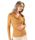 Bluza din jerse elastic cu fir metalic si cu decolteu in falduri