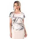 Bluza lejera cu fata din viscoza satinata cu motive geometrice